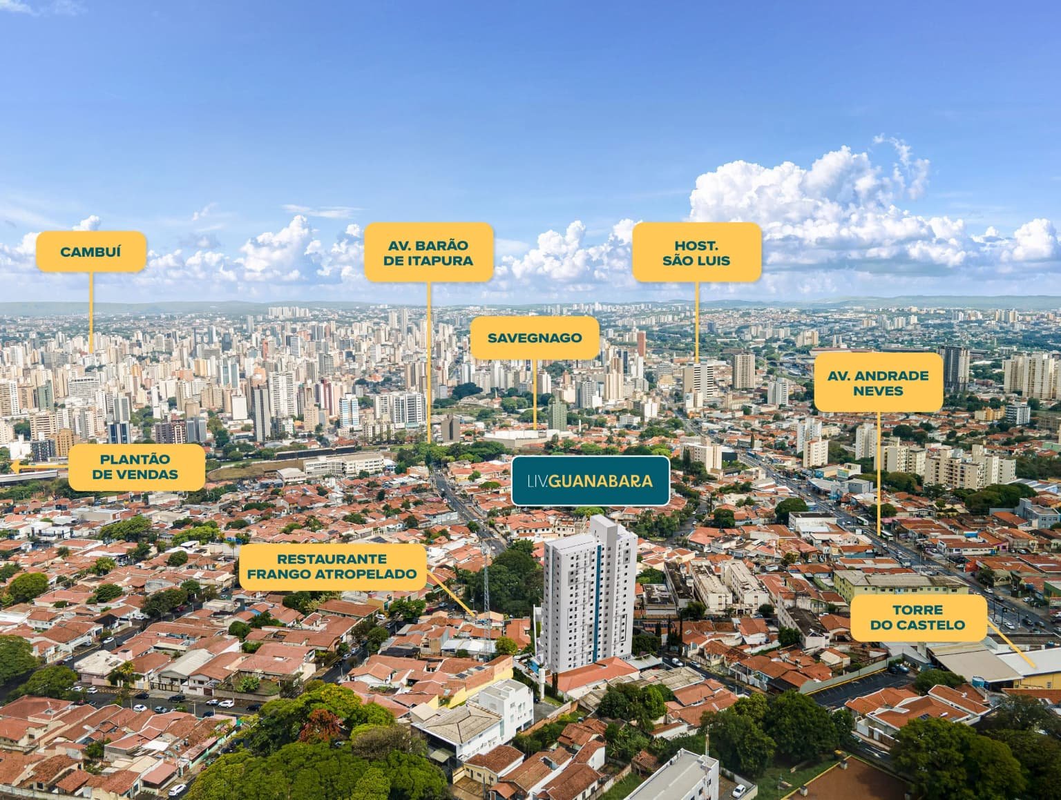 Vista aérea do Jardim Guanabara com o LIV Guanabara em destaque