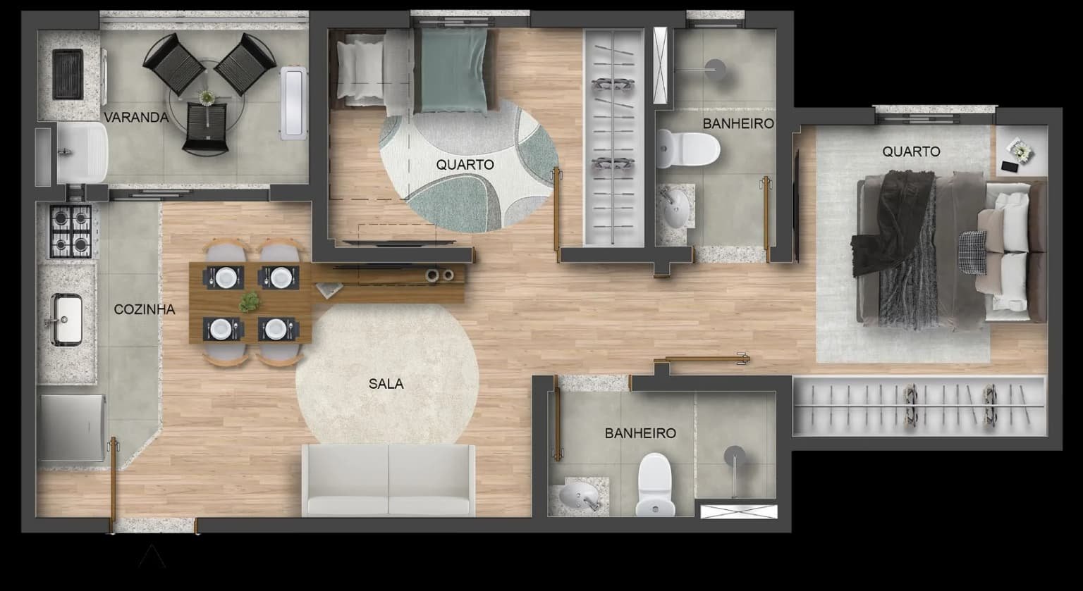 Planta Apê centro — 47,19 m²